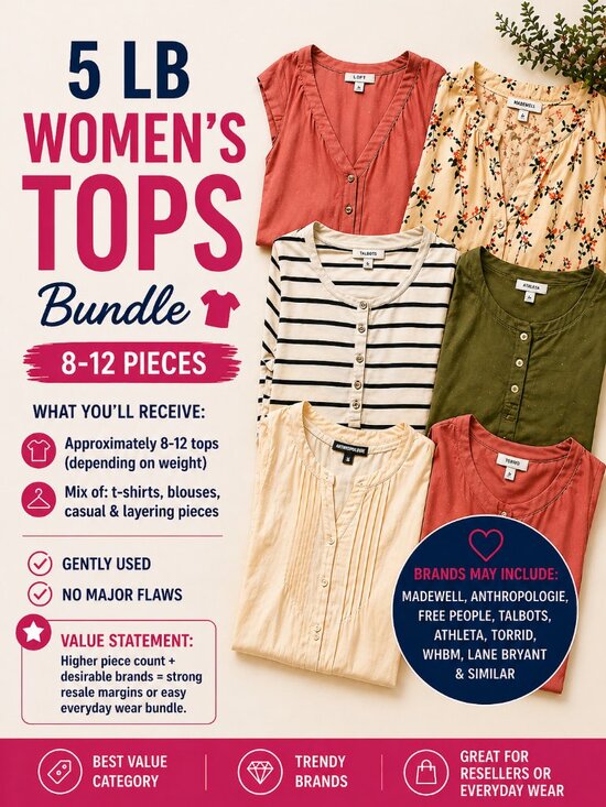 anthropology Tops - 5 lb Women’s Tops Bundle 👚 8–12 Pieces | Reseller Lot | Trendy Brands